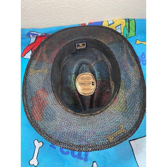 Vintage weave straw cowboy hat w/ hand painted flames by flamezone RARE - Picture 6 of 6